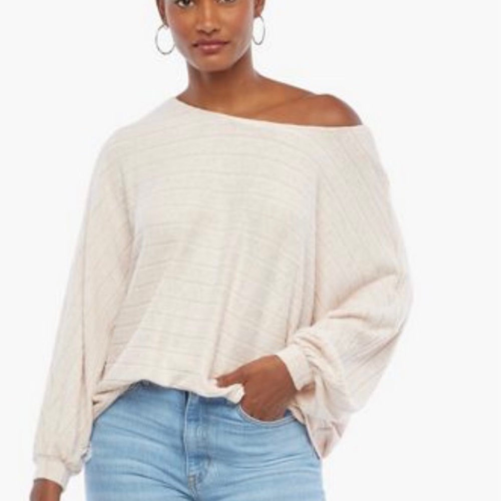 2 FOR $15 Off Shoulder Blush Pink Dolman Sweater Top
